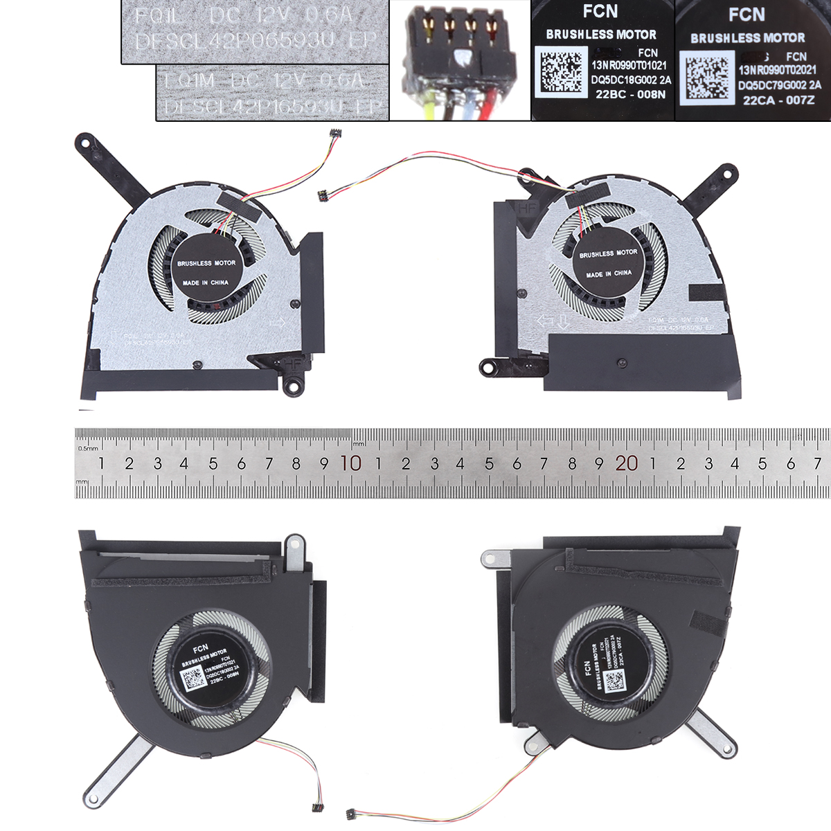 Picture of New Replacement CPU Cooling Fan For ASUS FX517 FX517Z FX517ZR ZC AIR 2022 12V （L+R ORG） N/A Layout